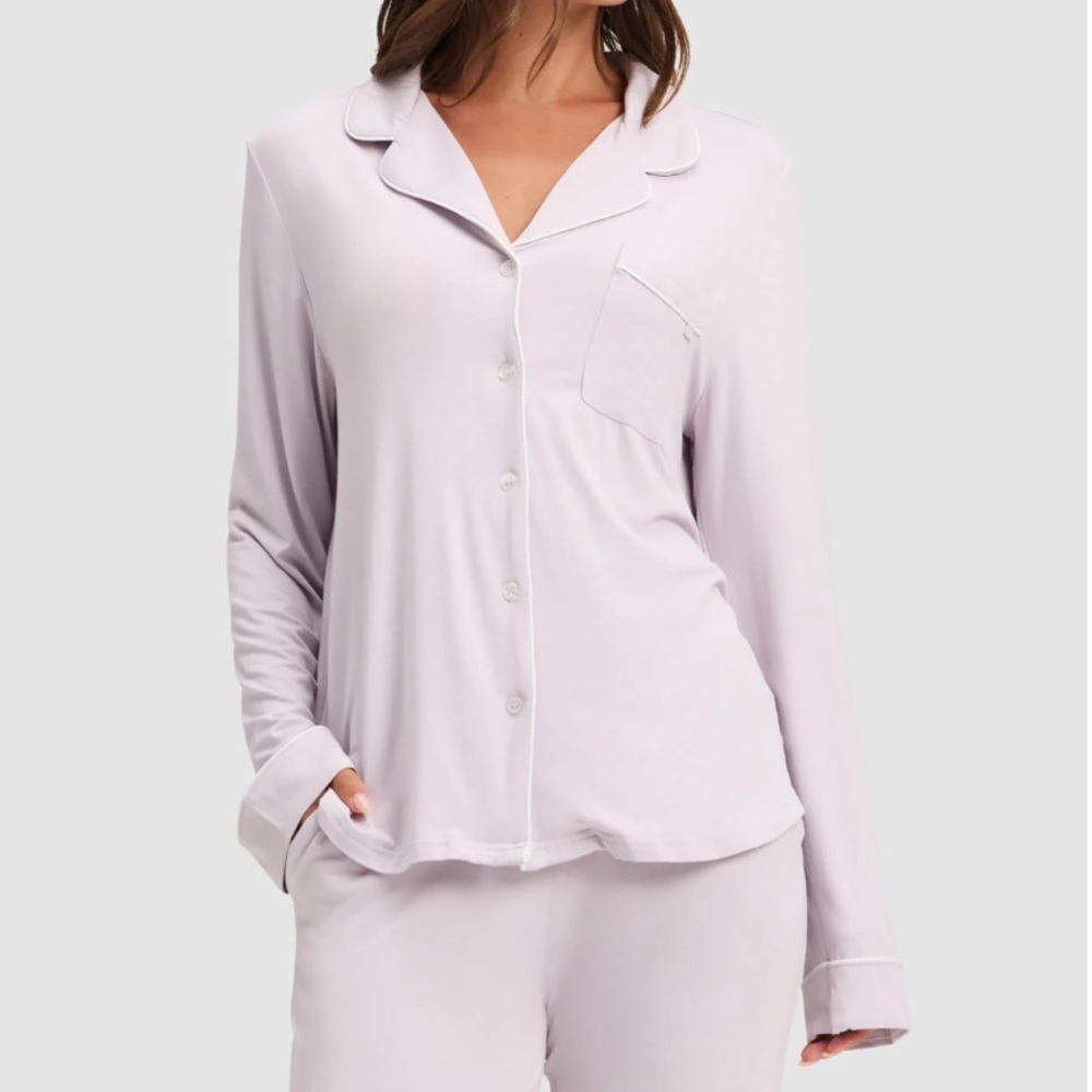 Cozy Earth Women's Bamboo Stretch-Knit Long Sleeve Pajama Top - Lilac